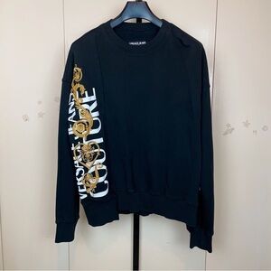 Versace Jeans Couture oversized logo panel sweater in black